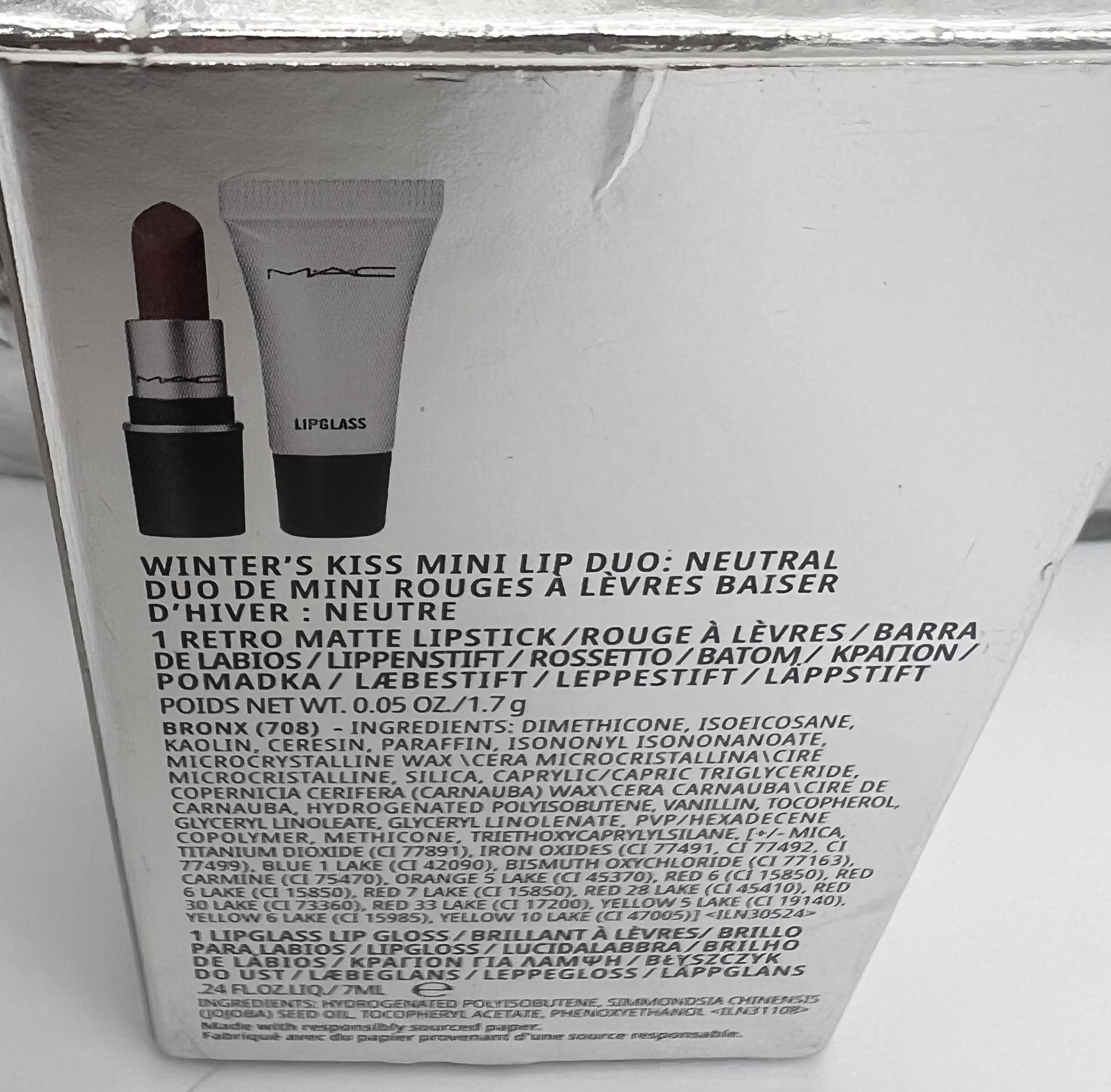MAC Winters Kiss Lip Duo - Neutral Retro Matte Lipstick Bronx & Mini Lipglass Clear | Long-Lasting Matte Lipstick & Gloss Set for Everyday Wear & Special Occasions