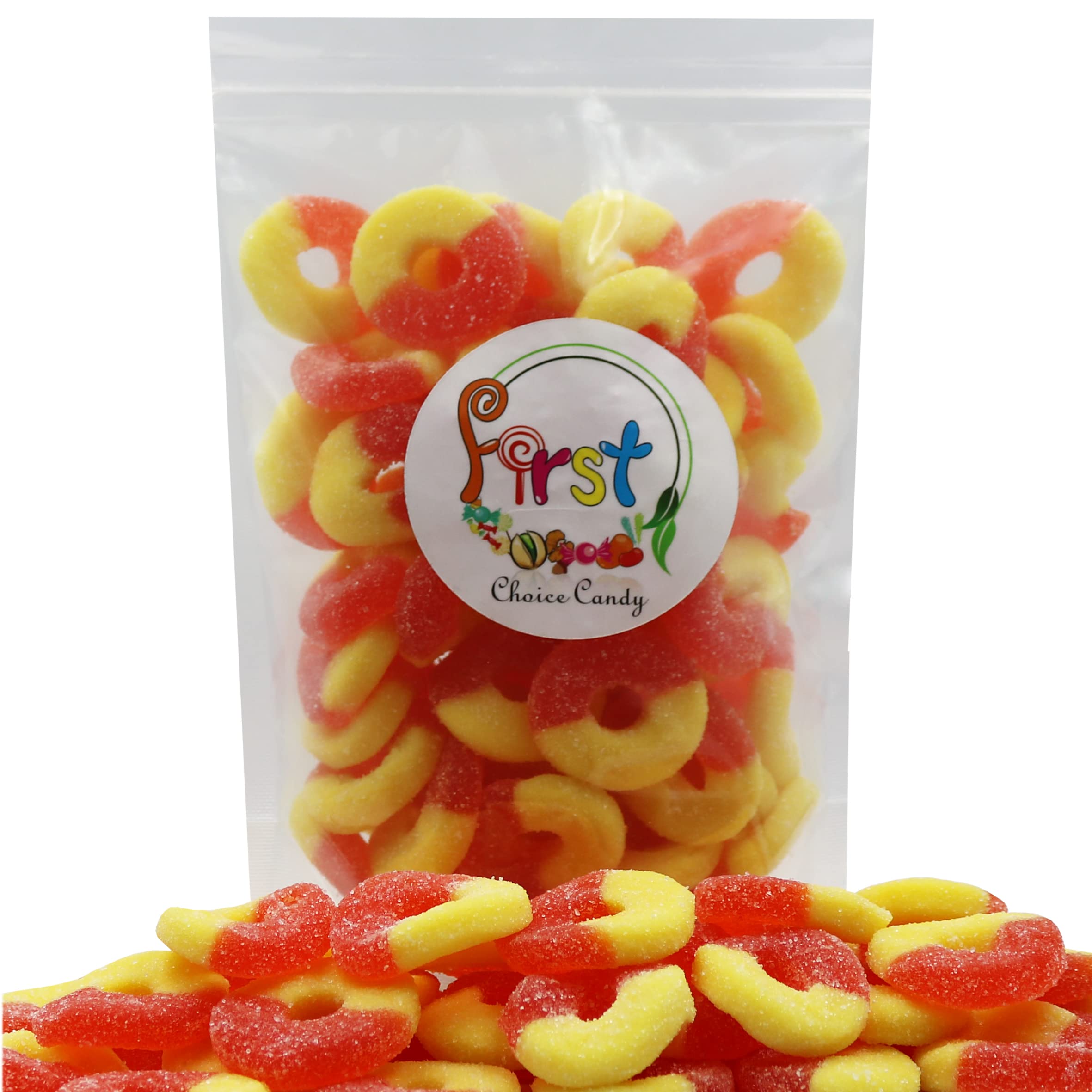 FirstChoiceCandy Gummy Rings Candy - Peach Flavor, 2.5 Pound Bulk Bag | Sweet & Chewy Fruit Snacks for Parties, Movie Nights & Office Treats
