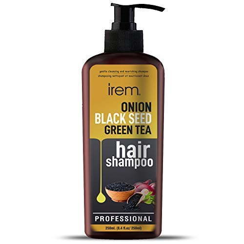 Irem Onion Black Seed & Green Tea Shampoo for Hair Growth & Hair Loss Prevention - 250ml - Revitalizes & Strengthens Hair for Men & Women - Perfect for Daily Use & Damaged Hair Care