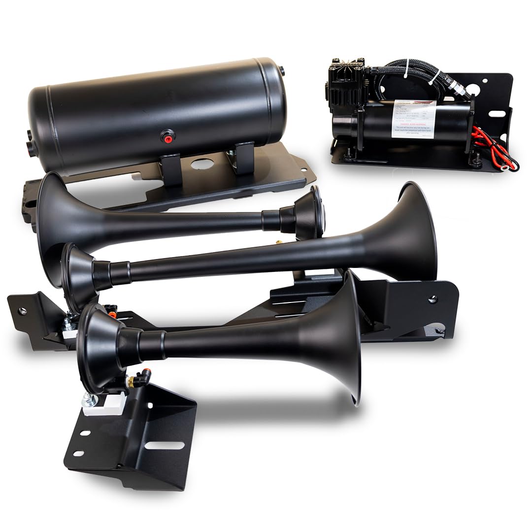 Kleinn Air Horns RAMHD-230 RAM HD Onboard Air System with Model 230 Train Horn - Heavy Duty Truck Air Horn Kit for Semi Trucks & Off-Road Vehicles - Perfect for Emergency Alerts & Vehicle Customization