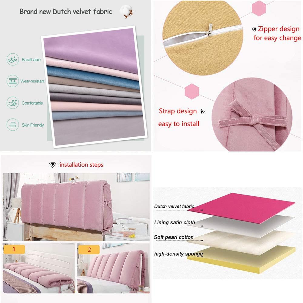 **Ergonomic Bed Backrest Cushion - Reading Pillow with Headboard Cover Protector, Dust-Proof Bedside Pad for Solid Wood Hard Beds, Thickened Anti-Collision Design (150x60cm) - Perfect for Reading, Lounging & Back Support**