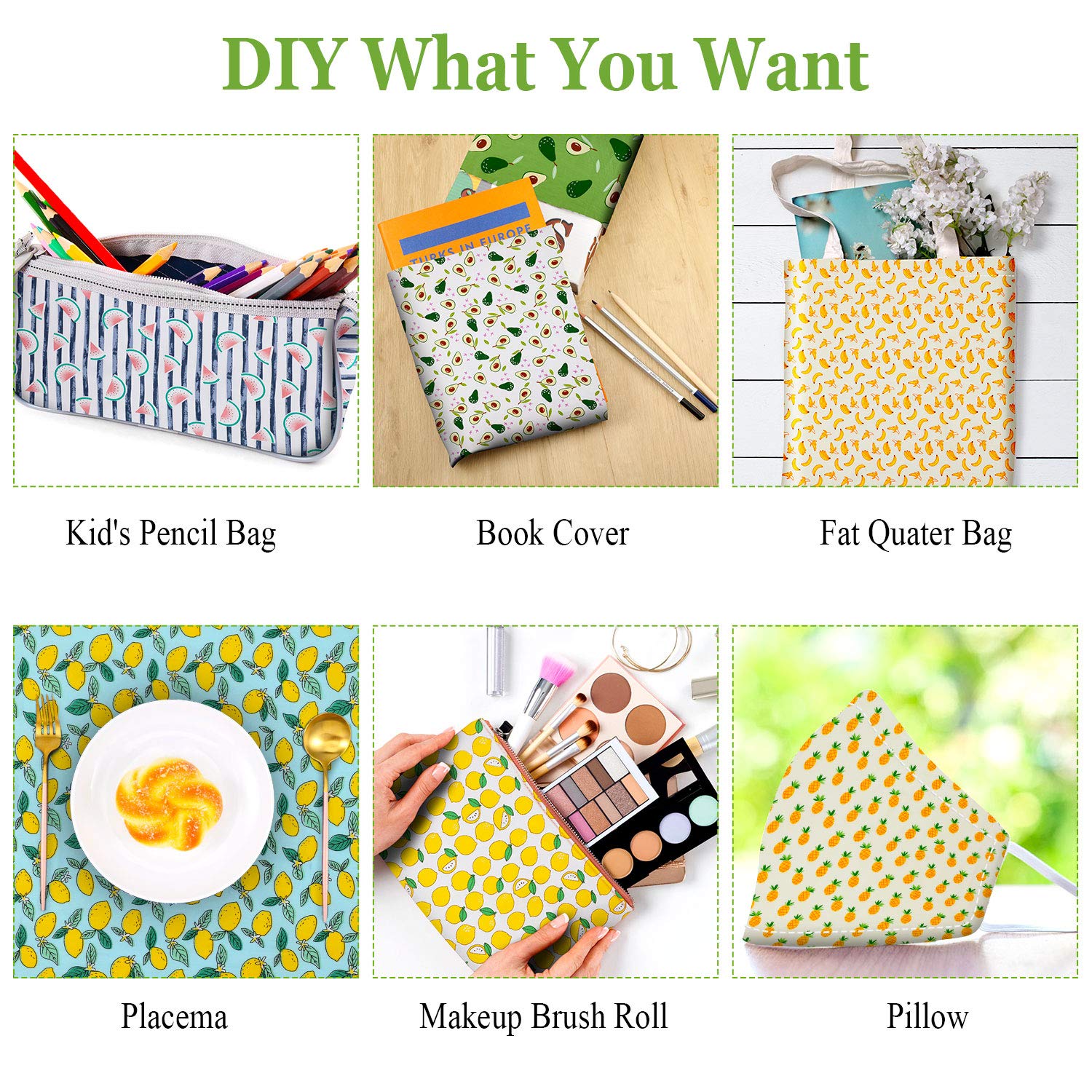 12-Piece Printed Fruit Fabric Fat Quarters Bundle - 20