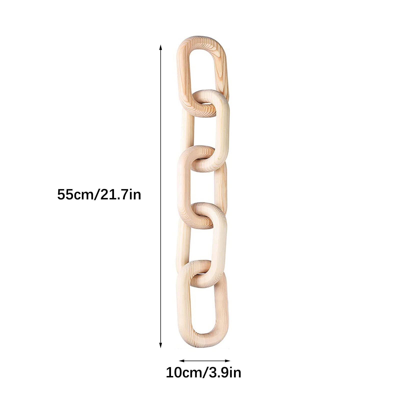 Firlar Hand Carved Pine Wood Chain Link Decor - 21.7 Inch Rustic Wood Knot Wall Hanging, 5 Link Boho Farmhouse Room Decoration for Living Room, Bedroom & Dining Table | Perfect for Country Style Home, Wedding Backdrop and Photo Prop