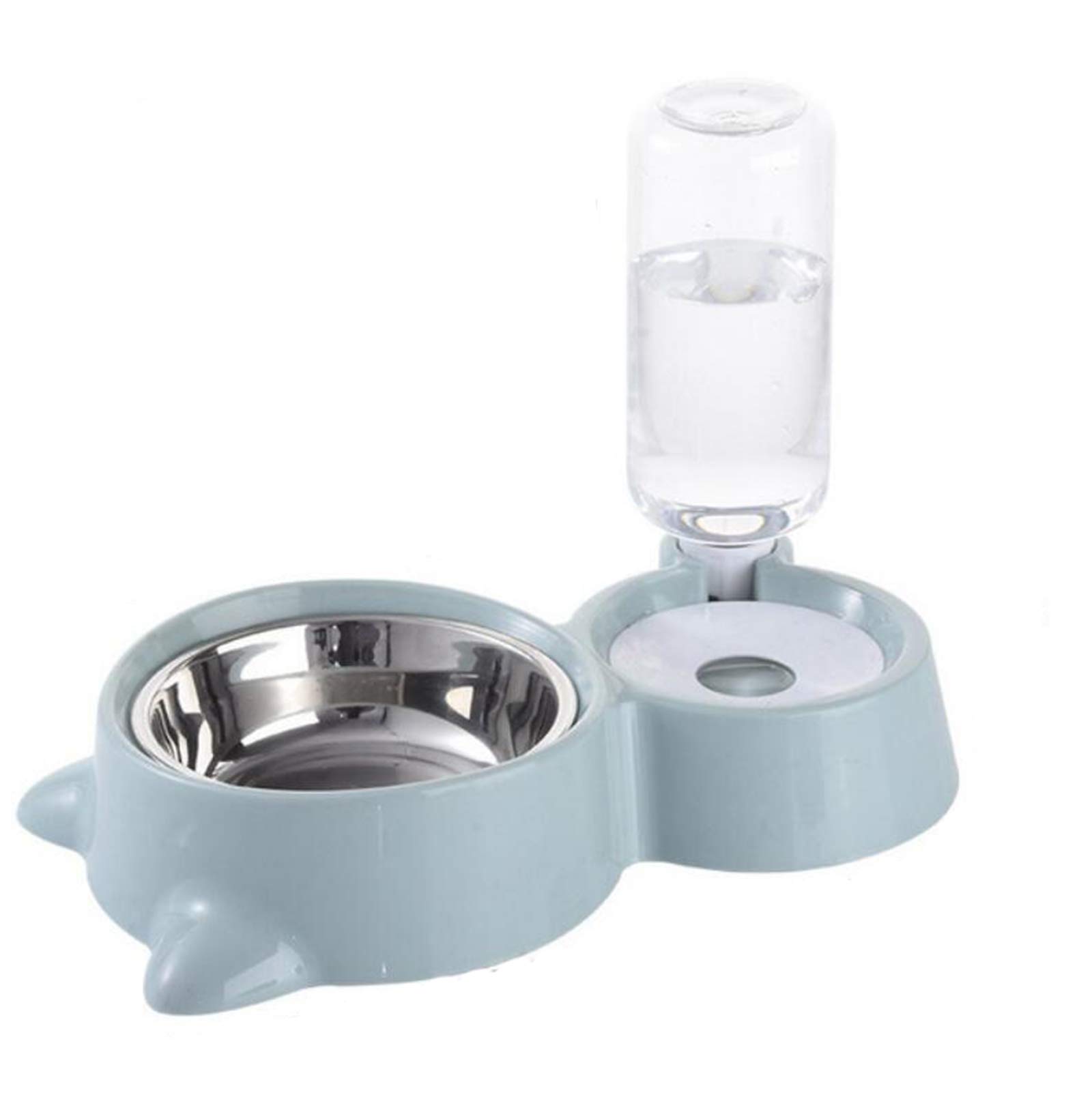 TYI Automatic Pet Water Dispenser - Double Bowl Cat Feeder with Water Bottle, Self-Refilling Food and Water Station for Cats (Sky Blue) - Perfect for Home, Office, Travel & Multi-Cat Households