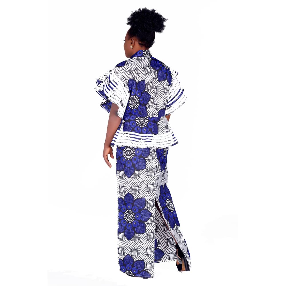 BAZINRICHE Women's African Print Dashiki Dress & Skirt Set - Ankara Bazin Riche Zipper Top Outfit for Parties, Weddings & Cultural Events