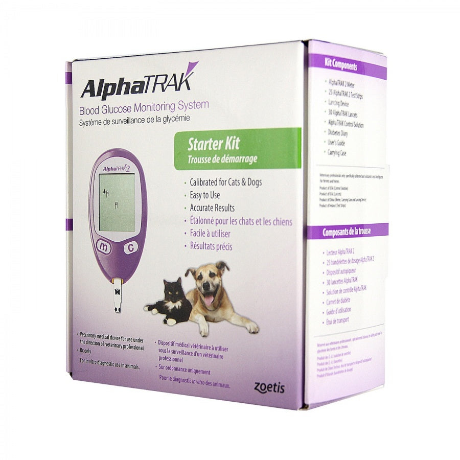 AlphaTRAK Blood Glucose Monitoring Starter Kit - 1 Count | Accurate & Easy-to-Use Diabetic Testing Supplies for Dogs & Cats | Perfect for Home Pet Health Care & Veterinary Use