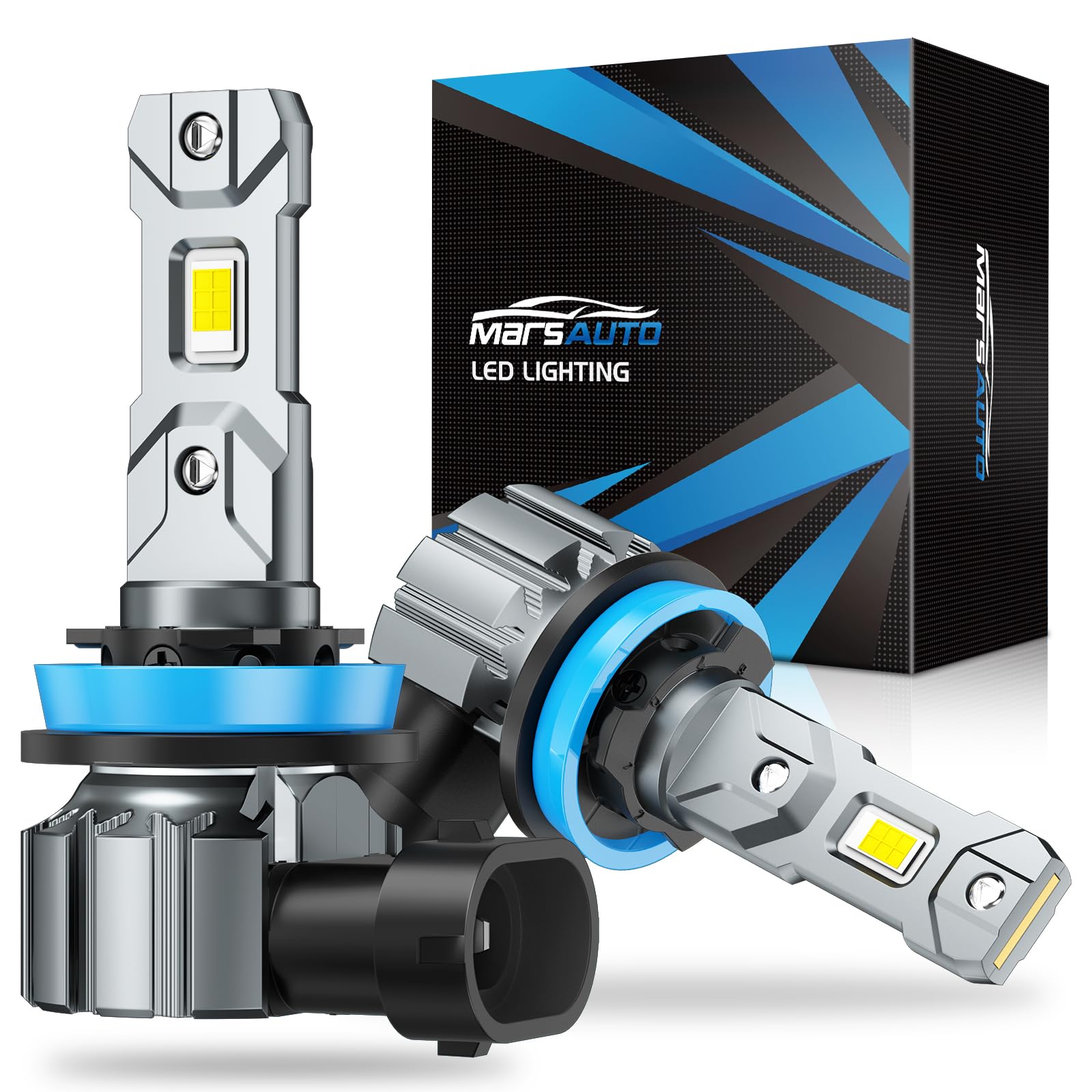 MarsAuto H11 H8 H9 LED Light Bulbs - 24000LM Super Bright, Plug and Play Fog Lights for Cars, Trucks, Motorcycles (Pack of 2) - Perfect for Off-Roading, Night Driving & Bad Weather Conditions