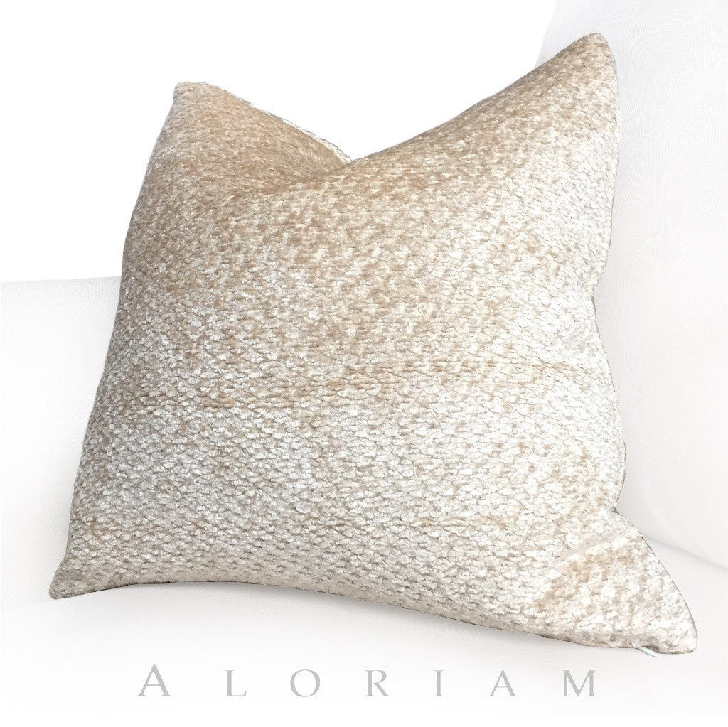 Vanilla Cream Chenille Pillow Cover - Soft Textured Decorative Throw Pillow Case for Sofa, Bed & Couch - Home Decor Accent (18x18 Inches)
