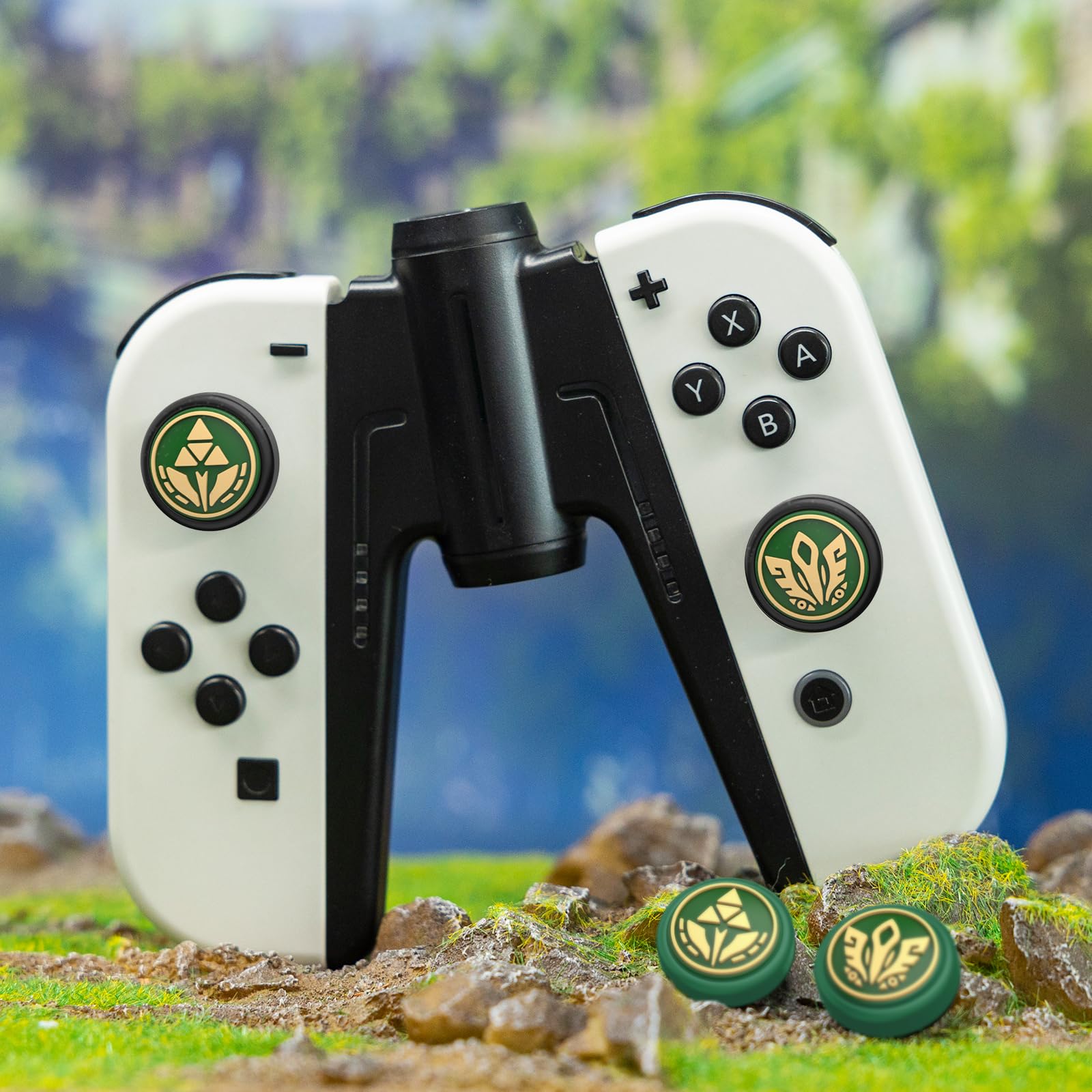 IINE Joycon Thumb Grip Caps, Game-Themed Joystick Covers Compatible with Nintendo Switch/OLED/Switch Lite - Soft Silikon Thumbstick Caps for Enhanced Gaming Comfort | Perfect for Nintendo Switch Gaming Sessions, Travel Protection & Long Play Comfort