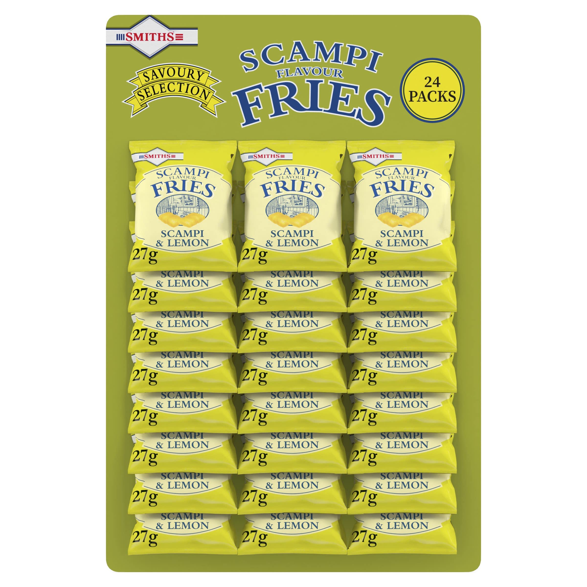 Smith's Scampi & Lemon Flavored Fries - Pub Style Savory Snacks, 27g (24 Pack) | Perfect for Parties, Game Nights & Office Snacking