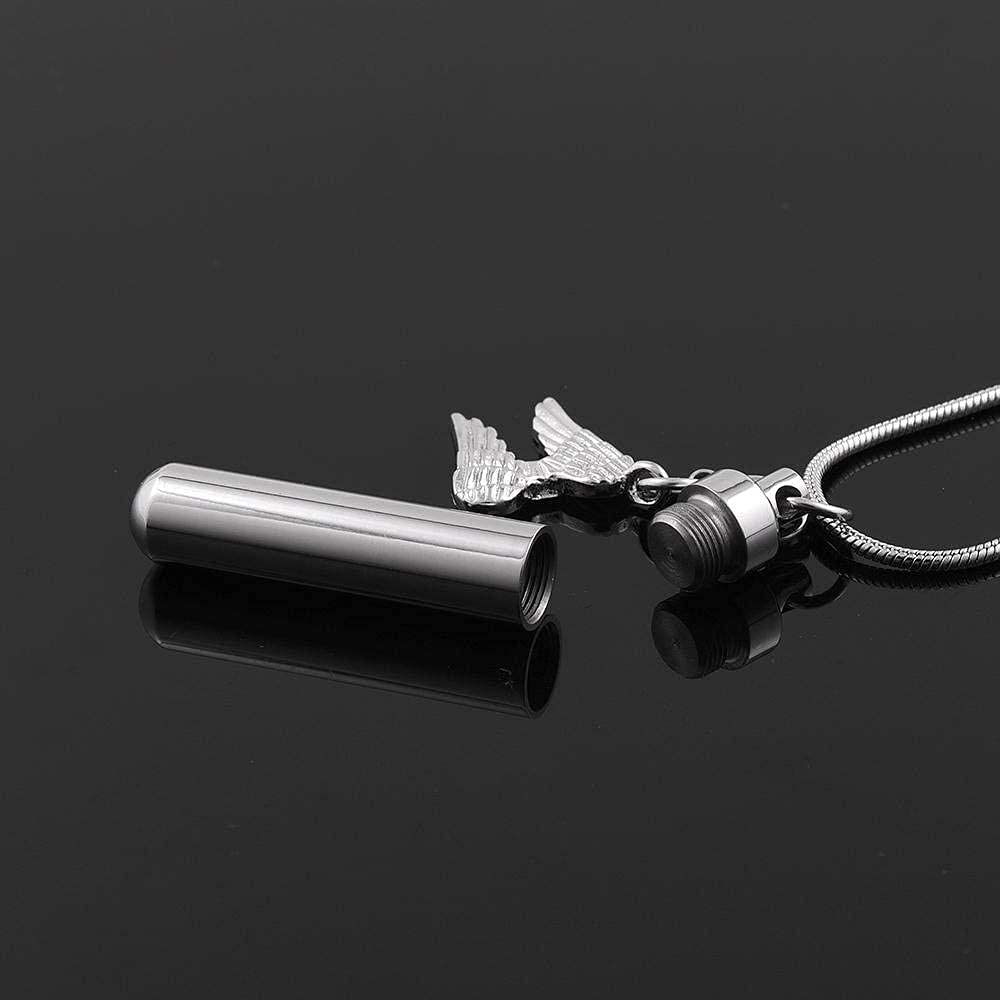 Stainless Steel Cross & Angel Wing Memorial Urn Necklace - Lords Prayer Pendant, Cremation Jewelry for Ashes - 3 Piece Set with Chain - Perfect for Remembrance, Sympathy Gifts & Religious Occasions