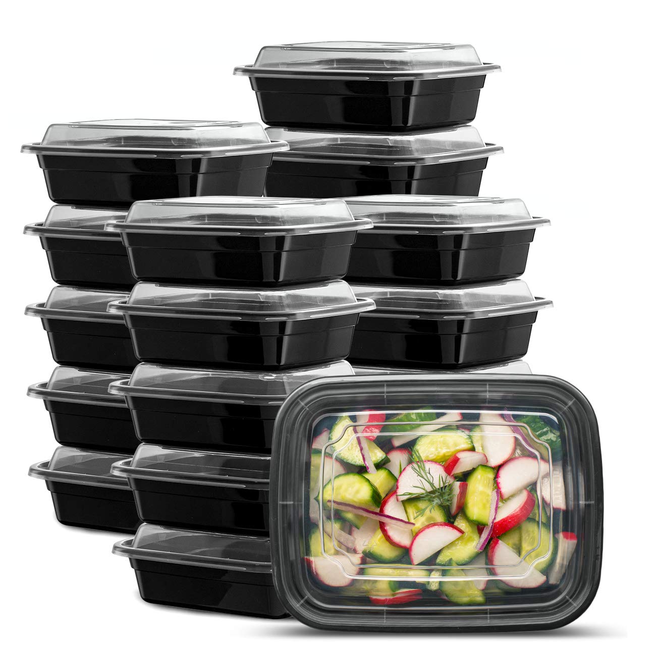 50 Sets of 12 oz. Meal Prep Containers with Lids - 1 Compartment Bento Boxes & Food Storage Containers for Lunch, Leftovers, and On-the-Go Meals | Perfect for Office, School, Picnics, and Meal Planning