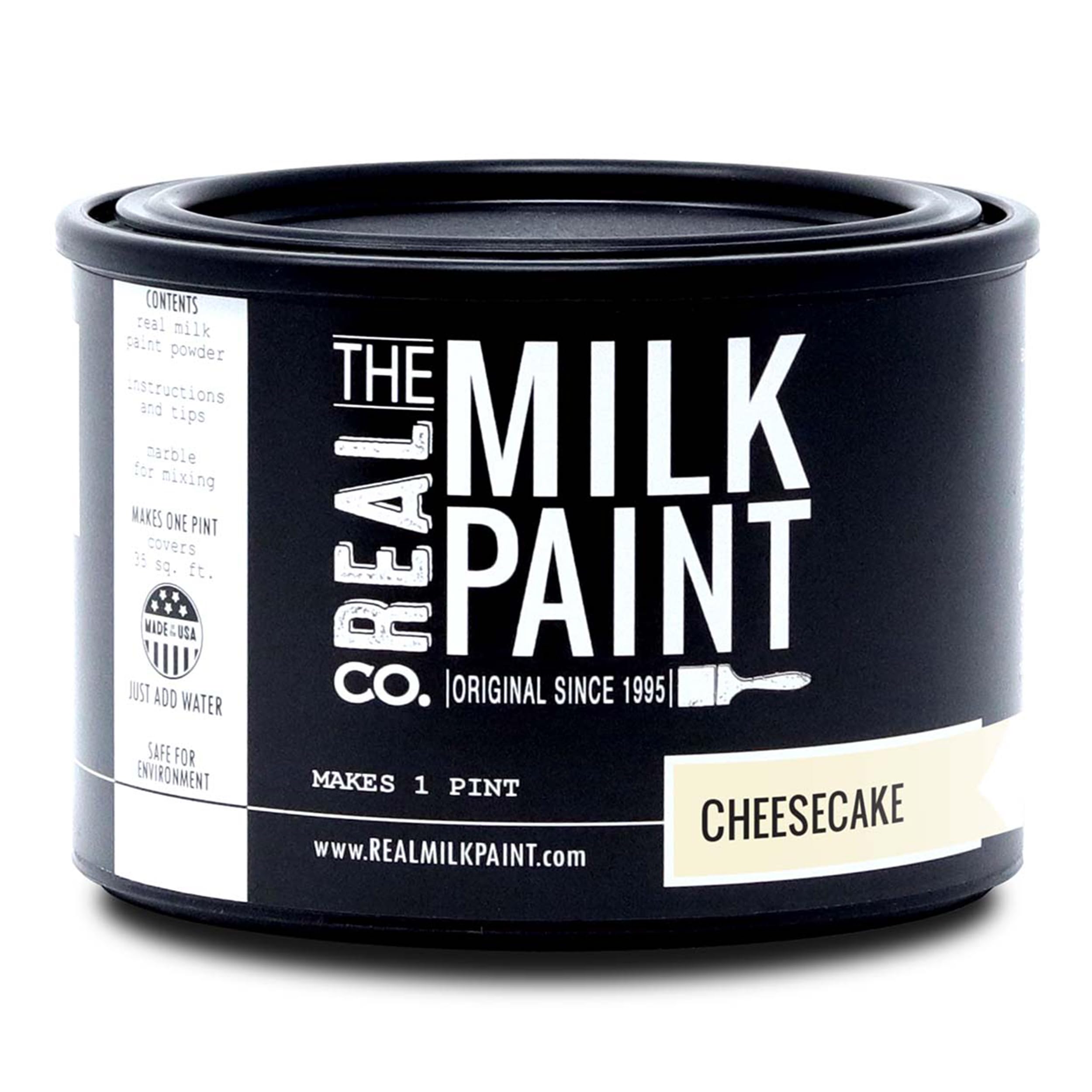 Real Milk Paint - Organic Water-Based Wood Paint for Furniture, Cabinets, Walls, Brick & Stone | Matte Finish, No VOC, Non-Toxic | Perfect for DIY Home Decor, Furniture Restoration & Eco-Friendly Projects (Cheesecake Color, 1 Pint)