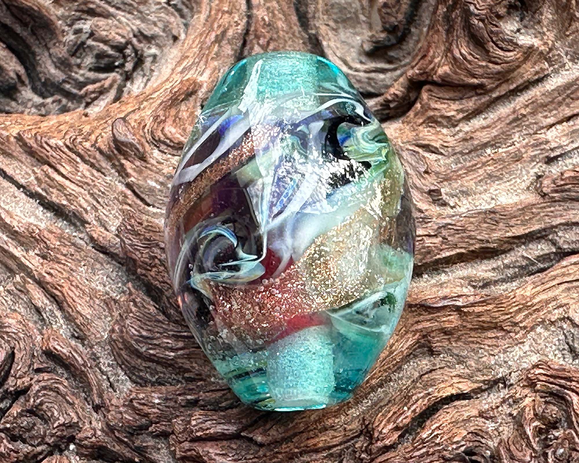 Handmade Teal Elegance Lampwork Glass Focal Bead - SRA Certified Artisan Jewelry Bead for Necklace Making, Bracelet Design & DIY Craft Projects