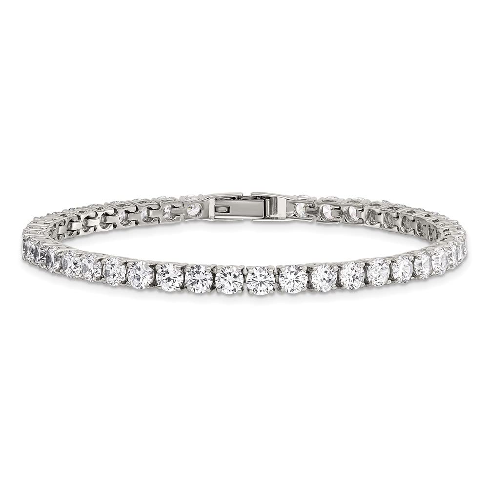 Stainless Steel Cubic Zirconia Bracelet for Women - Elegant Fine Jewelry Gift for Her, 7.5 Inch - Perfect for Anniversaries, Birthdays & Special Occasions
