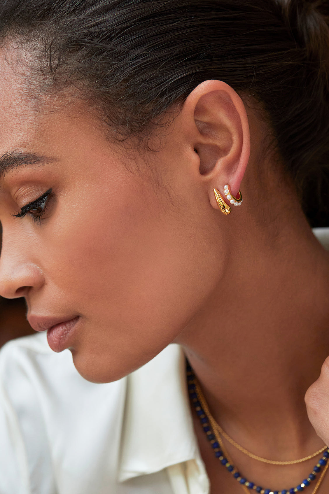Elegant Illusion Pearl and Droplet Hoop Earrings - Perfect for Weddings, Parties & Special Occasions