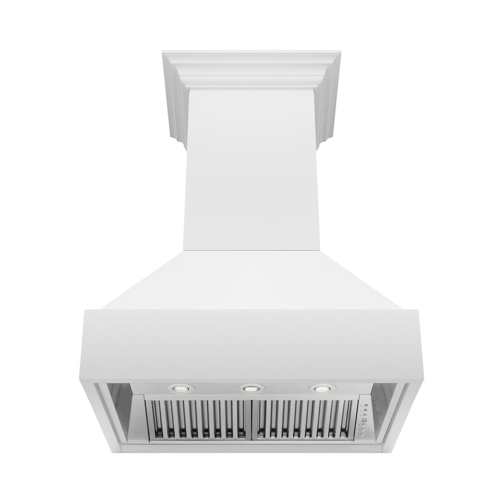 ZLINE 36 Inch Rustic Bright White Wooden Wall Mount Range Hood - 355WW 36 - Modern Kitchen Ventilation for Farmhouse & Rustic Style Homes