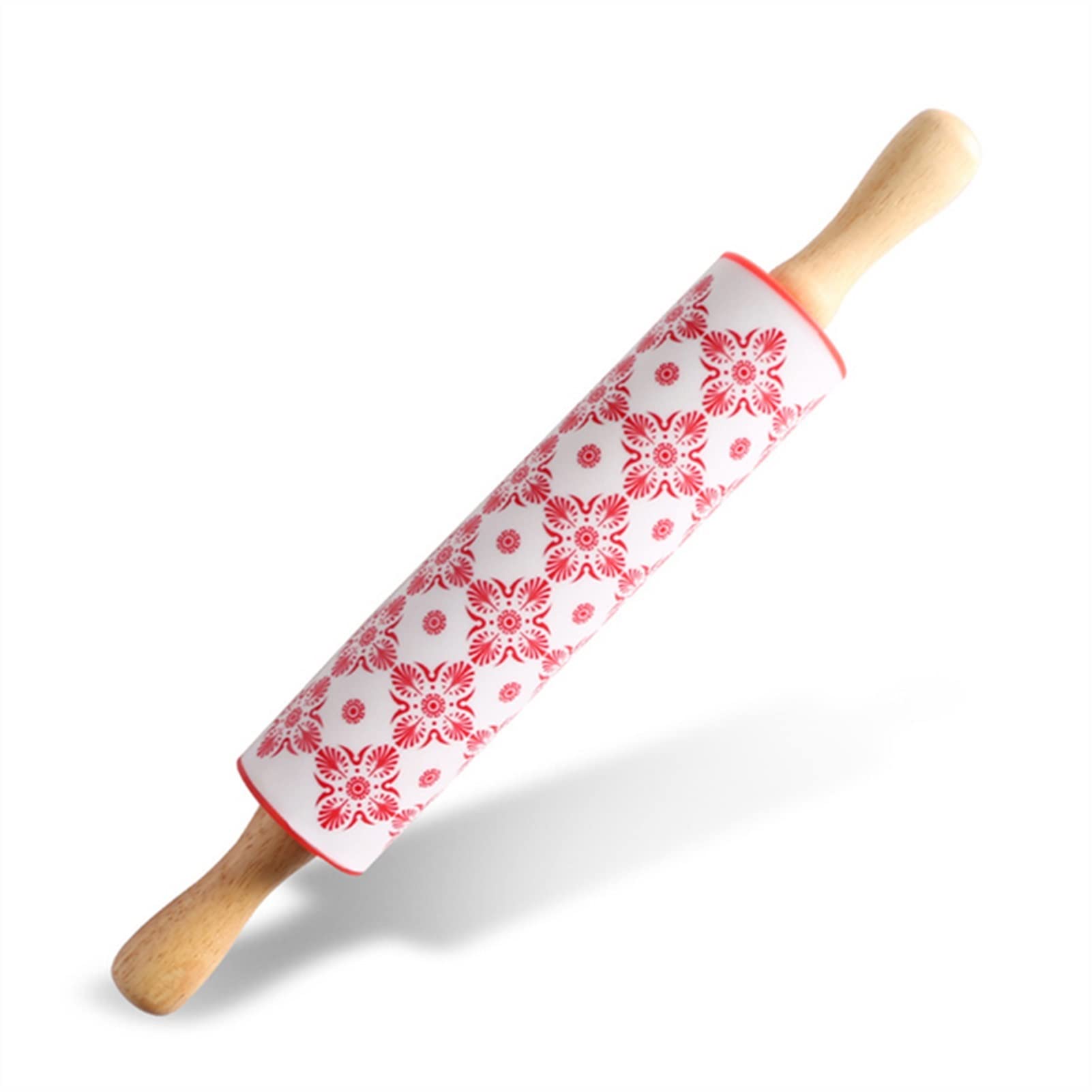 Non-Stick Silicone Rolling Pin with Wooden Handle - Blue Baking Dough Roller for Pizza, Tortilla, Bread & Pastry - Perfect for Home Baking & Kitchen Cooking