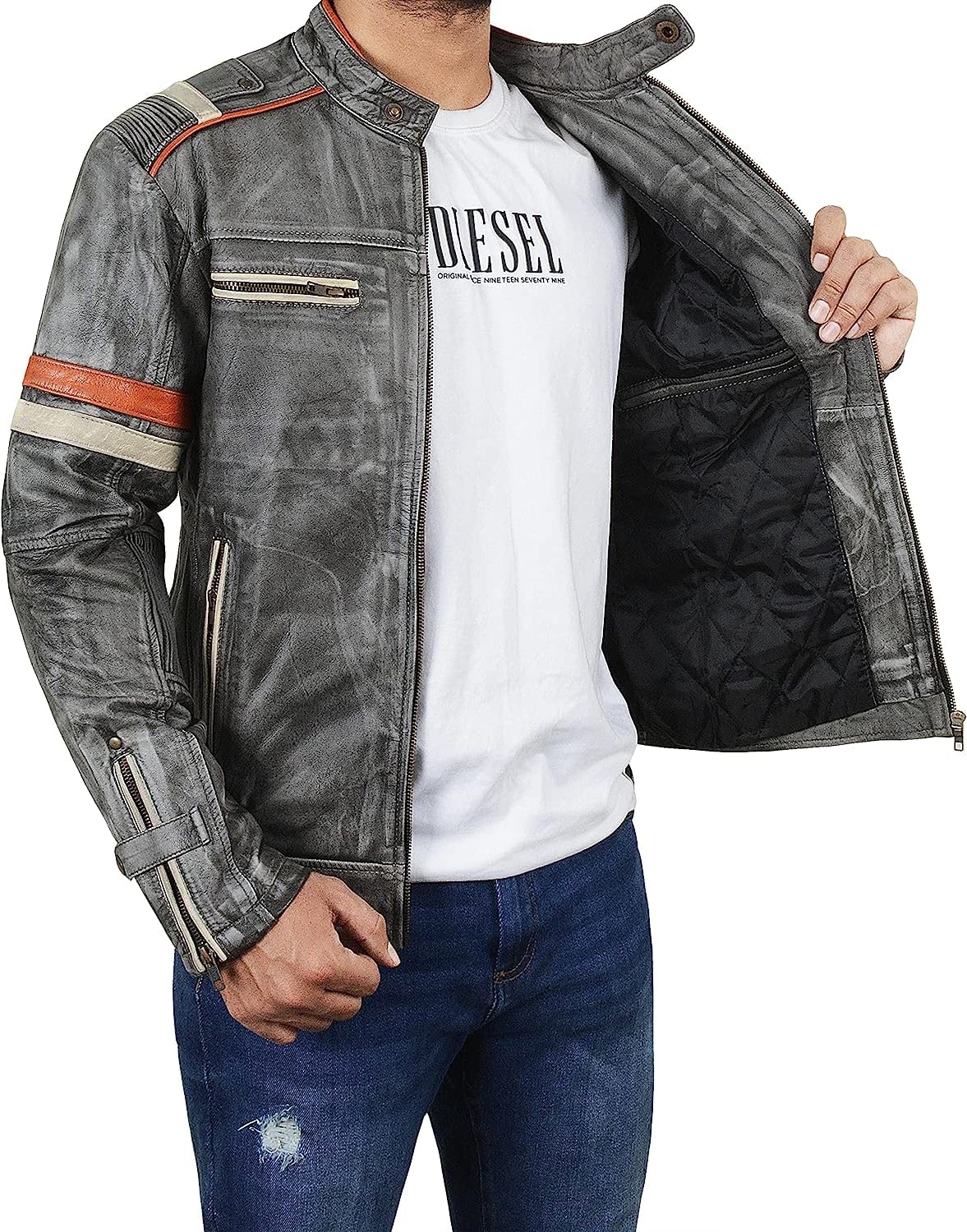 Vintage Cafe Racer Leather Jacket for Men | Motorcycle Riding & Urban Style