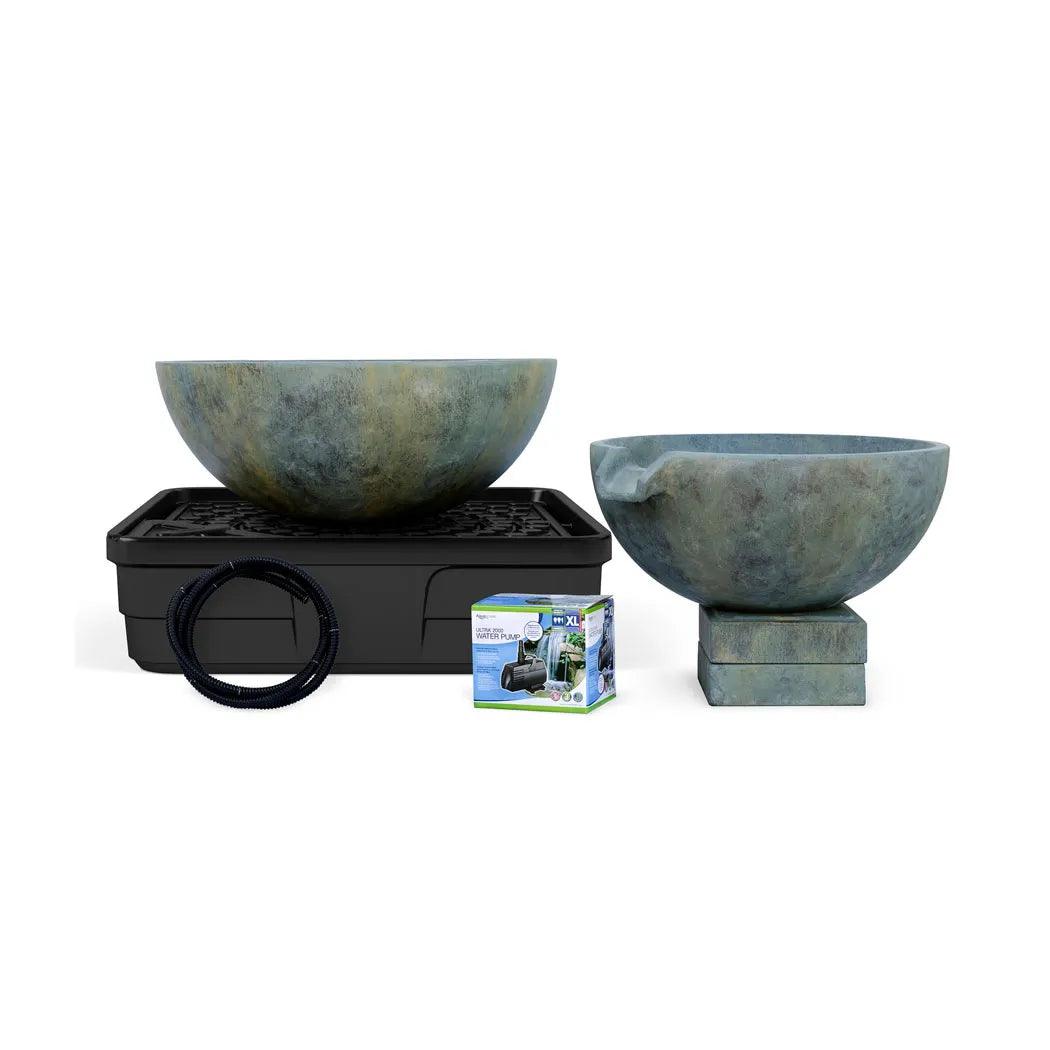 Spillway Bowl & Basin Fountain Kit - Patina Finish - 32/40 Inch Diameter - Outdoor Garden Water Feature for Relaxation & Decoration