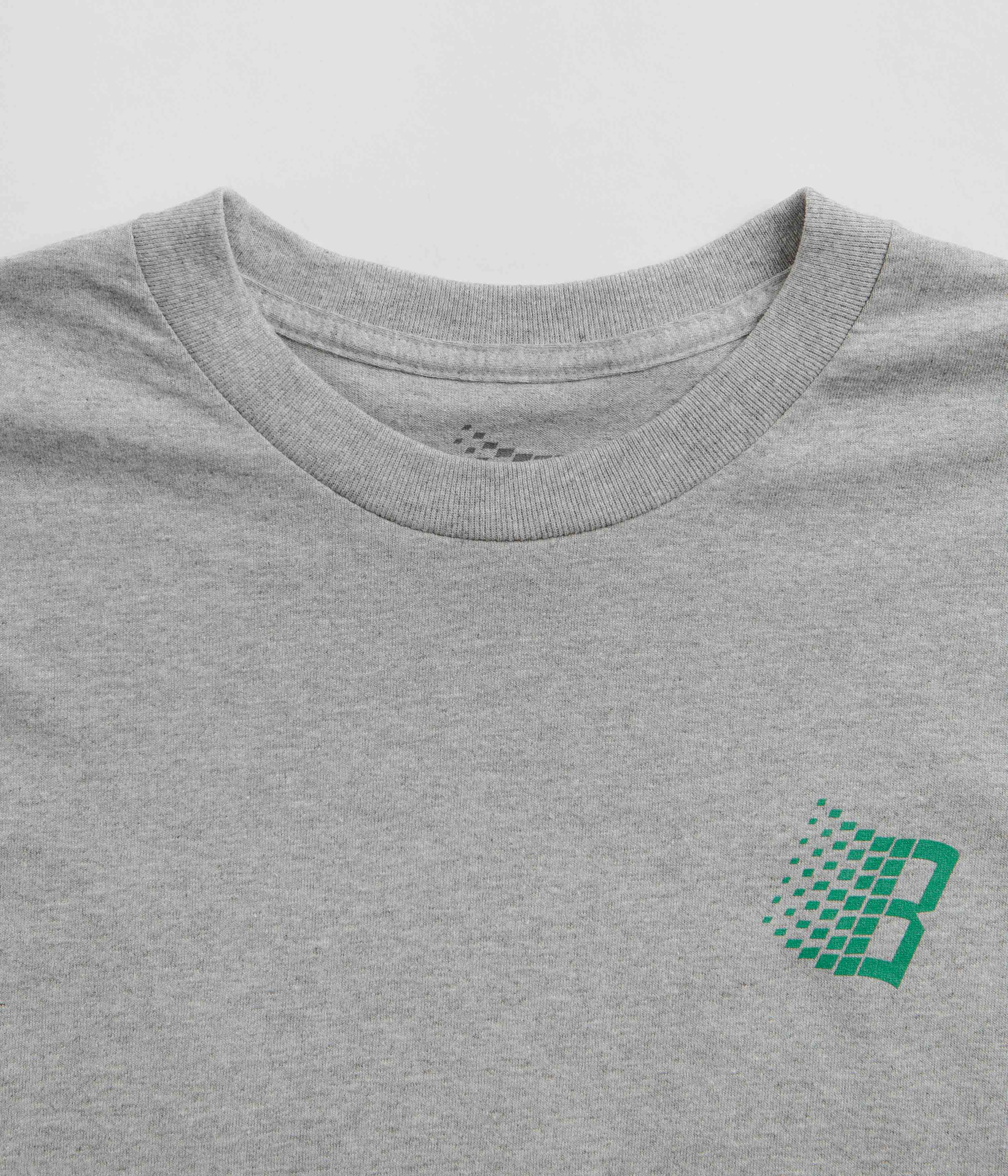 Bronze 56K B Logo T-Shirt - Heather Grey Cotton Tee | Vintage Streetwear for Men & Women | Perfect for Casual Wear, Concerts, and Retro Fashion