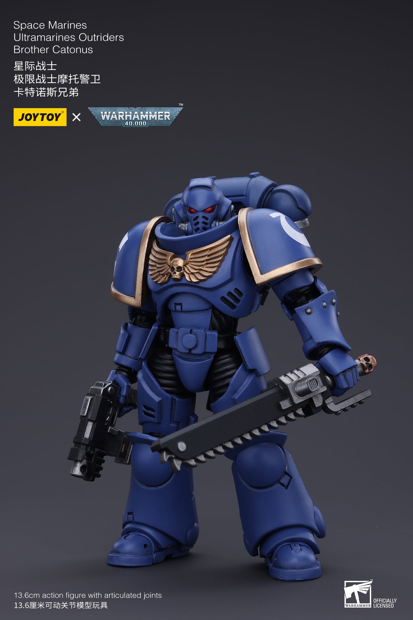 JOYTOY 1/18 Scale Warhammer 40K Space Marines Ultramarines Outriders Brother Catonus Action Figure - Reissue Version - Collectible Model for Display & Wargaming Scenes
