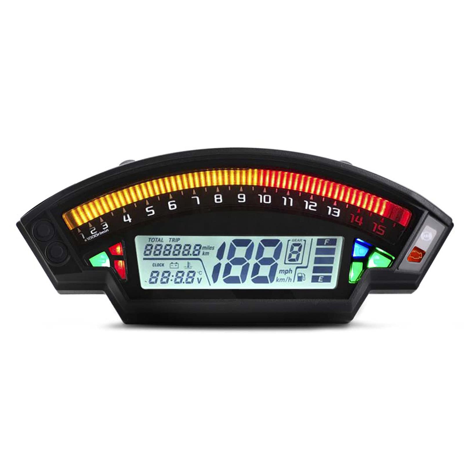 Universal Motorcycle LCD TFT Digital Speedometer - 14000RPM, 6 Gear Backlight Odometer for 1/2/4 Cylinder Bikes | Perfect for Street Bikes, Cruisers & Touring Motorcycles