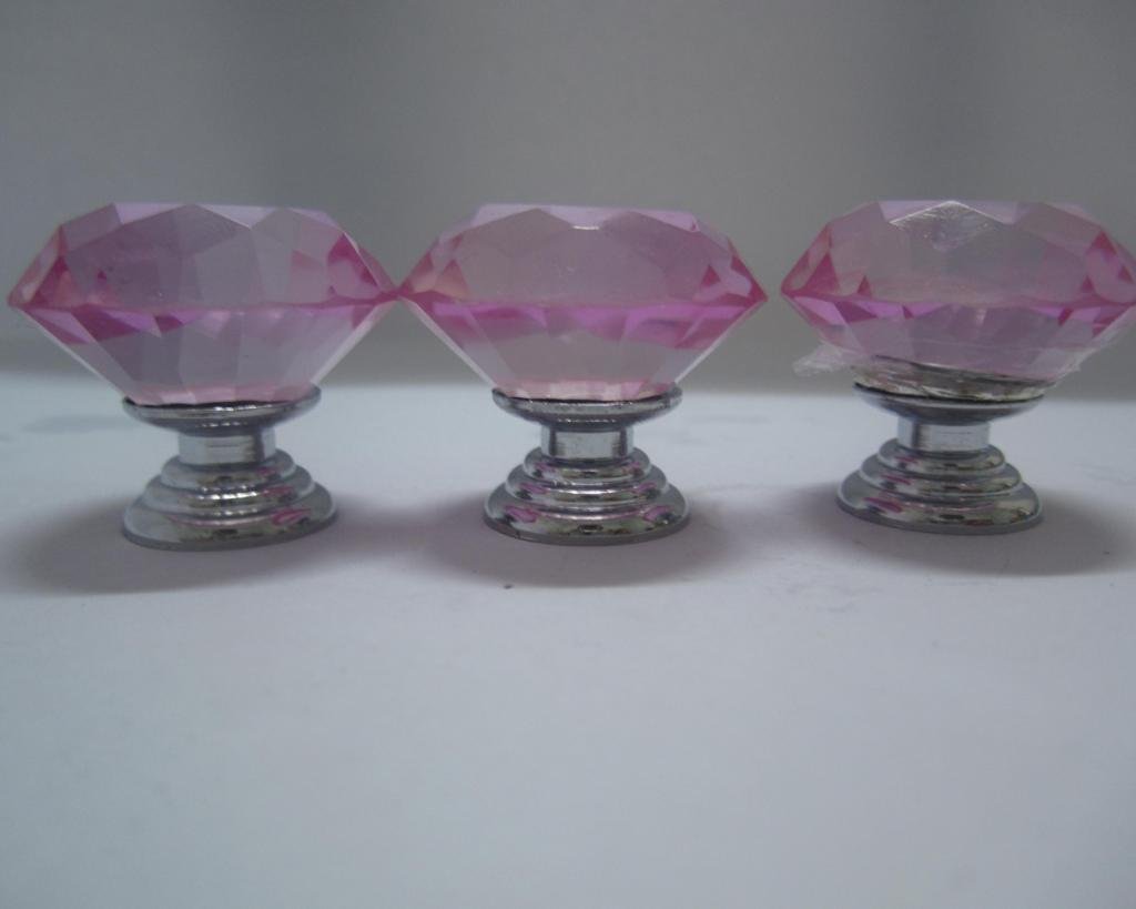 30mm Crystal Glass Cabinet Knobs - Pack of 8 Pink Drawer Pulls for Dresser, Wardrobe & Furniture Hardware | Elegant Home Decor Upgrade for Bedroom, Kitchen & Closet Organization