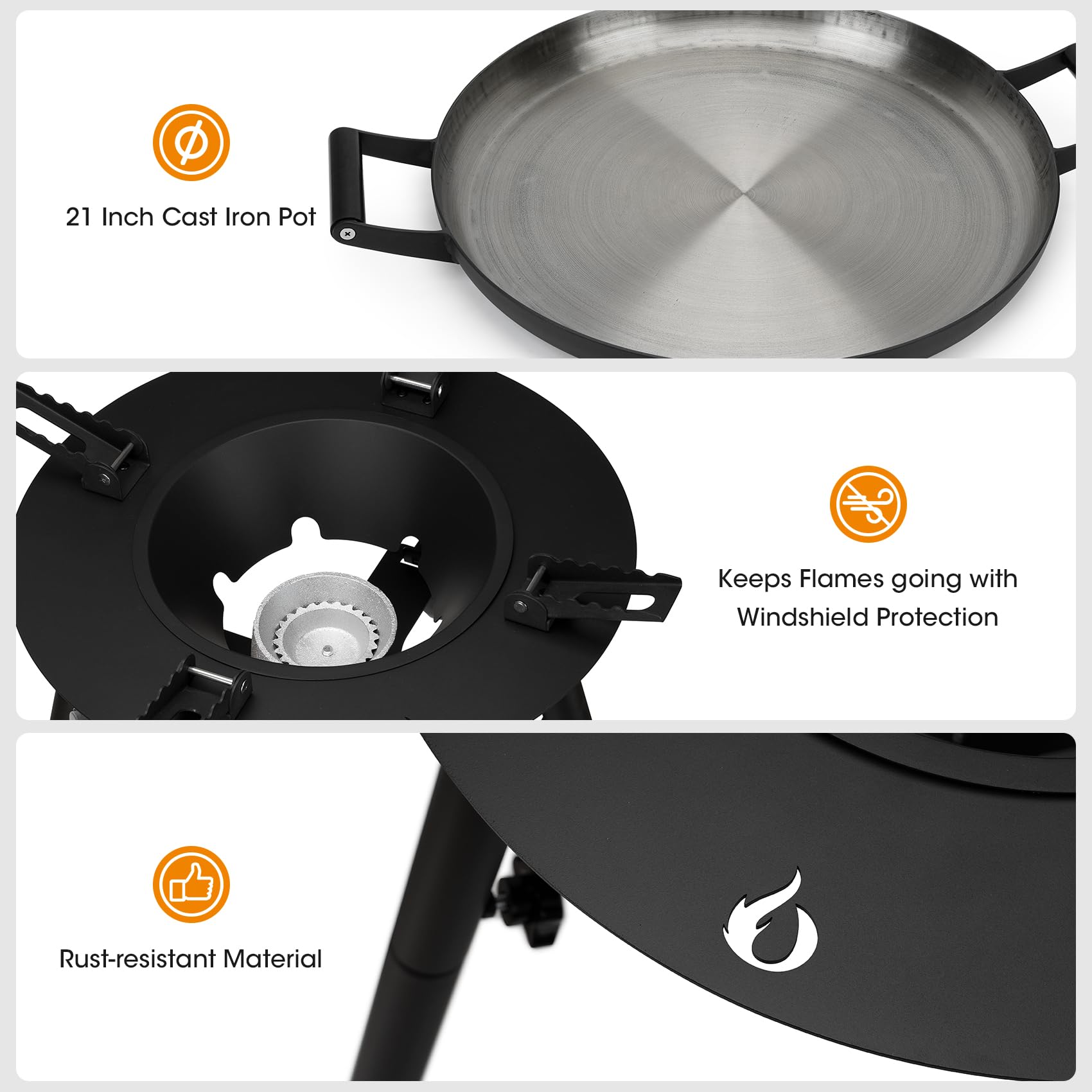 Onlyfire 180,000 BTU Propane Burner Stand Set with 21