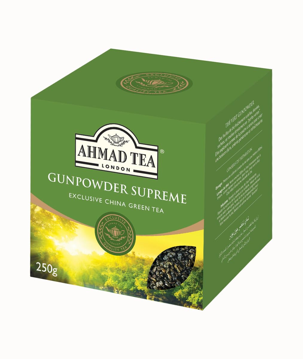 Ahmad Tea Gunpowder Green Tea - 500g (17.6 oz) Pack of 1 | Premium Loose Leaf Tea for Brewing, Iced Tea & Tea Ceremonies | Perfect for Home, Office & Gifting