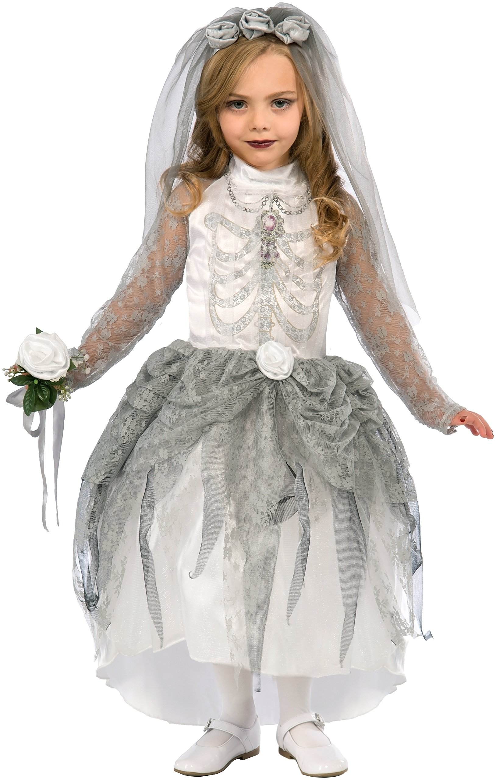 Halloween Skeleton Bride Costume for Women - Gothic Wedding Dress with Veil & Gloves - Perfect for Halloween Parties, Cosplay & Themed Events