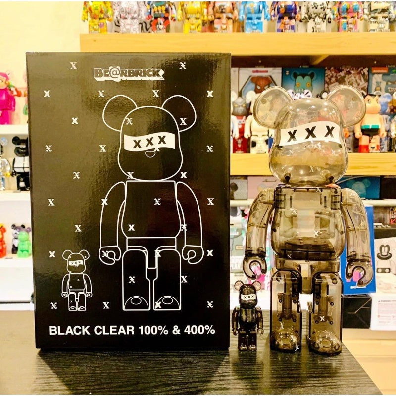 Be@rbrick God Selection Xxx Black Clear 100% & 400% Collectible Art Toy - Perfect for Display, Anime Fans & Urban Art Collections