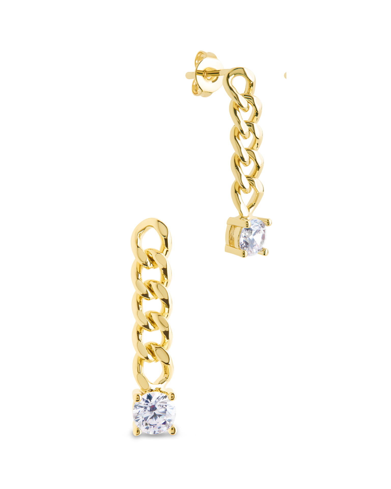 Phoebe CZ Chain Link Drop Stud Earrings for Women - Elegant Cubic Zirconia Dangle Earrings for Party, Wedding & Everyday Wear
