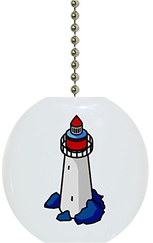 Vintage Ceramic Lighthouse Fan Pull Chain Switch - Coastal Nautical Decor for Ceiling Fans, Bedrooms & Porches
