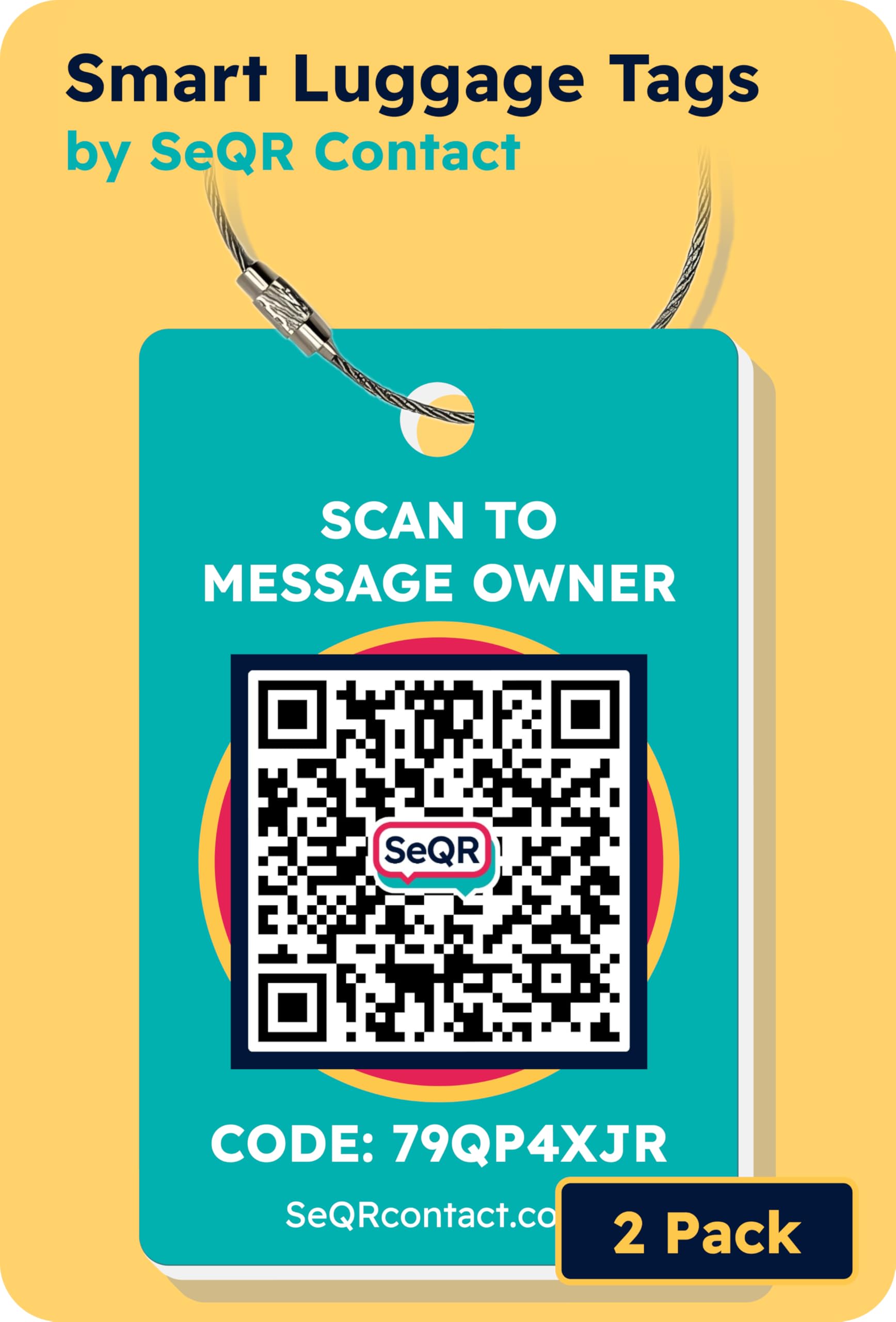 Smart QR Code Luggage Tags for Travel - Privacy Protection & Customizable Name Tags for Suitcases (Men & Women) - Works with GPS Trackers Like Apple AirTag & Android Devices - Perfect for Airports, Vacations & Business Trips