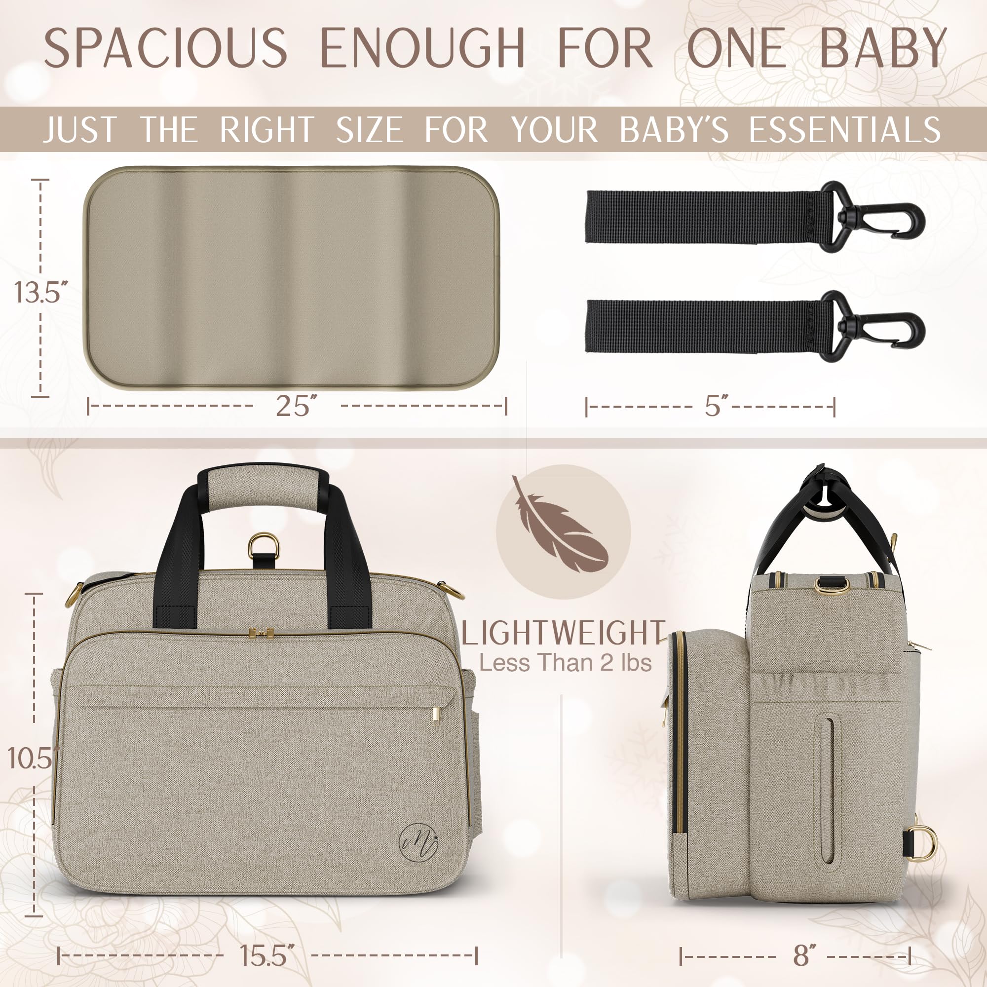 4-in-1 Convertible Diaper Bag for Boys & Girls - Multifunctional Baby Travel Bag Transforms to Backpack, Tote, Stroller & Crossbody Bag - Beige Baby Shower Gift for New Moms - Perfect for Daycare, Travel & On-the-Go Parenting