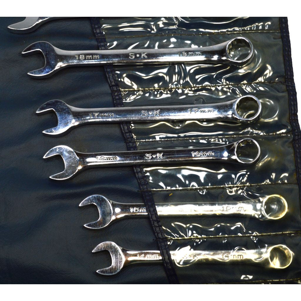 SK SUPERKROME 18-Piece Metric Combination Wrench Set (7-24mm) - 12-Point Professional Grade Tools for Automotive Repair & DIY Projects