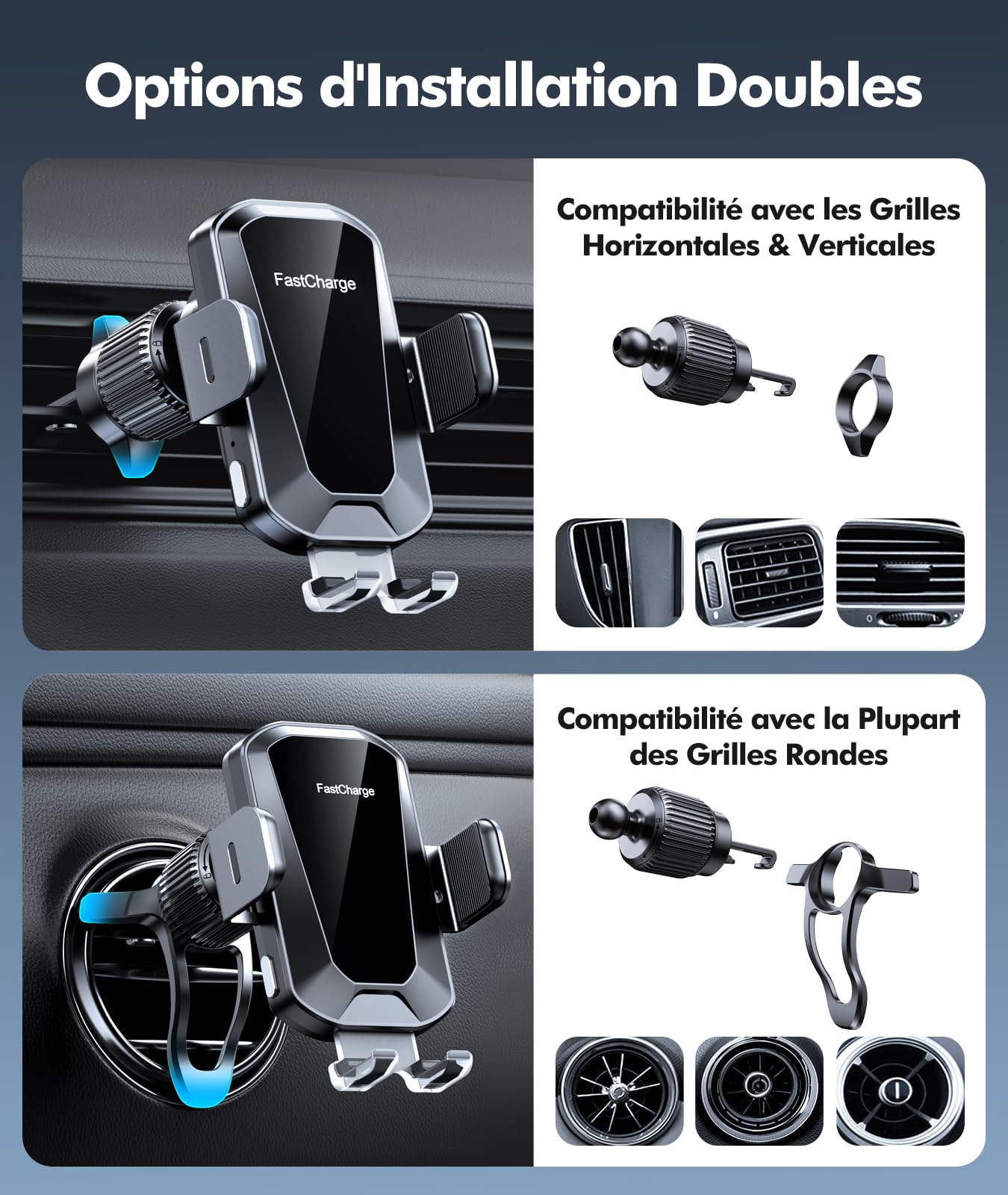 15W Fast Wireless Car Charger with Auto Clamping & 360° Rotation - Compatible with iPhone 16 Pro Max/15/14/13/12 & Galaxy S24/S23/S22 - Perfect for Safe Hands-Free Charging While Driving