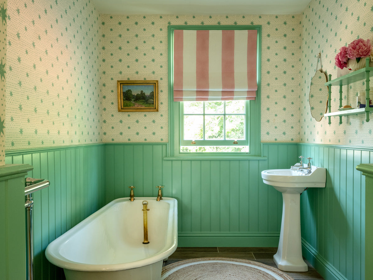 Spot & Star Peel and Stick Wallpaper - Self-Adhesive Removable Wallpaper in Pea Green - Perfect for Nursery, Bedroom, and Home Decor