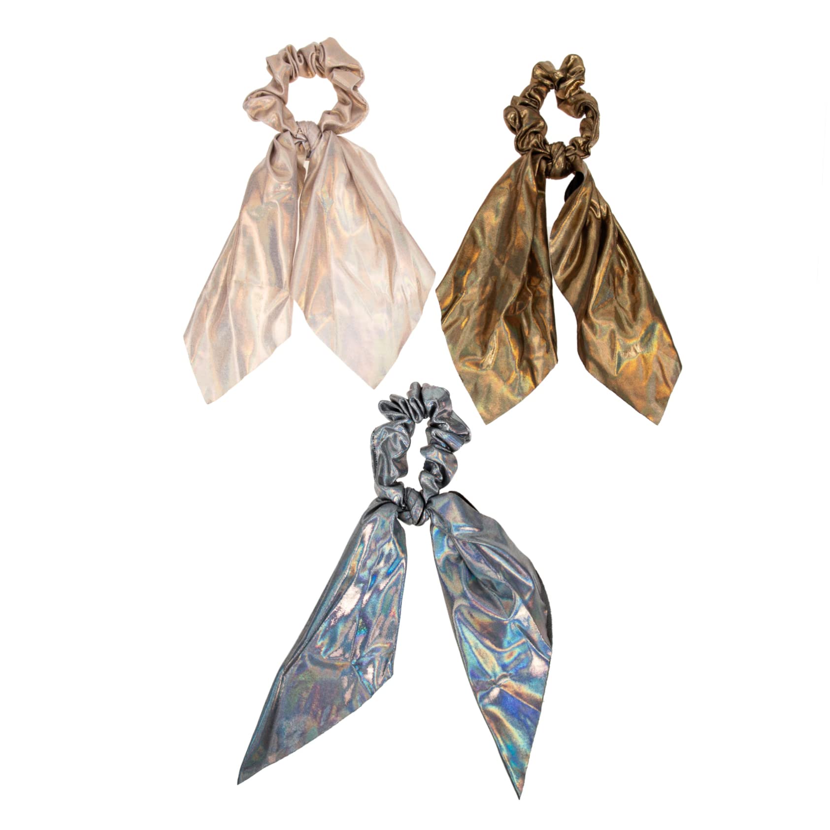 Beavorty 3-Pack Satin Hair Ties for Women - Soft Scrunchies, Ponytail Holders, Beige Ribbon Hair Accessories - Perfect for Work, Gym, or Everyday Styling