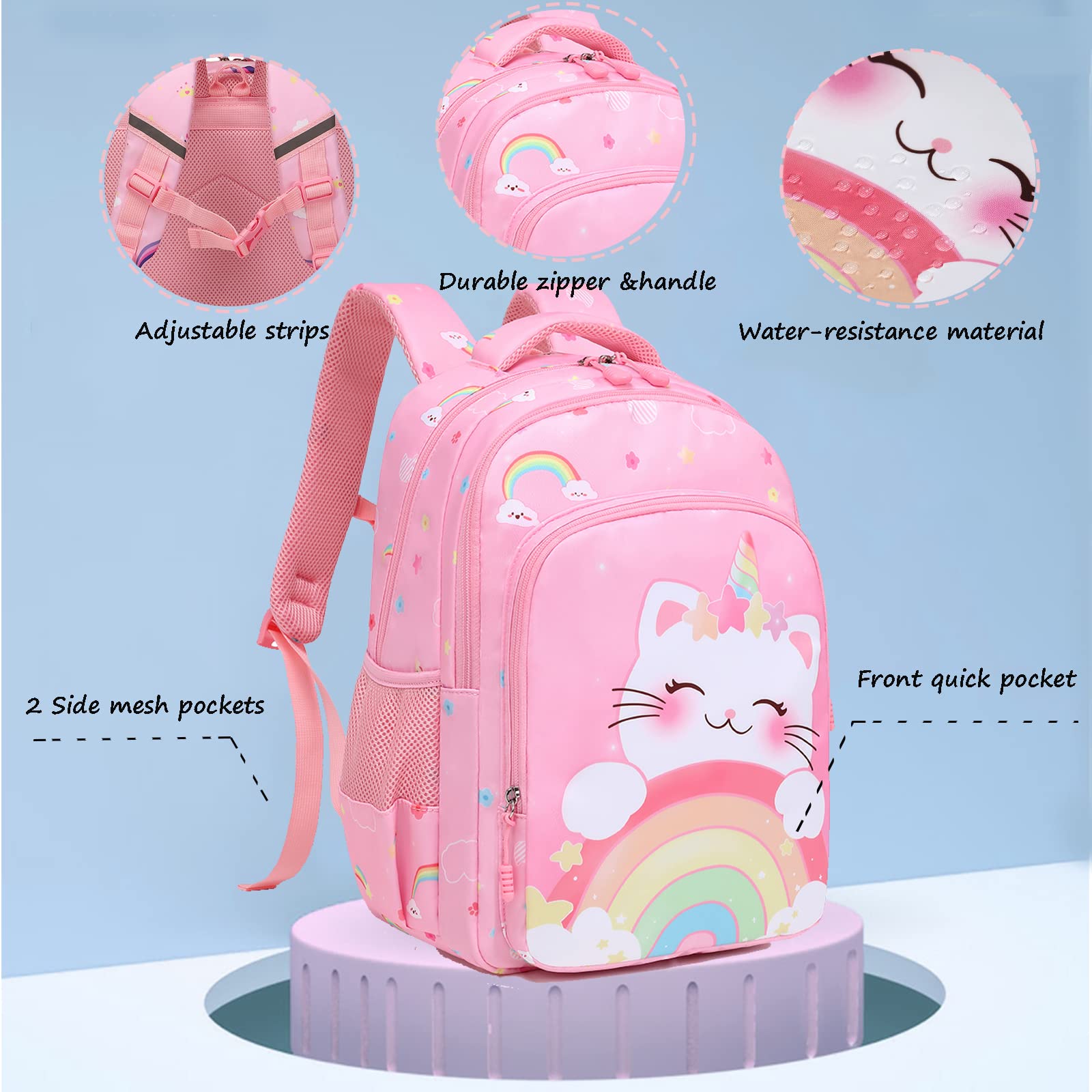 Girls' Elementary School Backpack with Insulated Lunch Box - Lightweight Bookbag for School, Travel & Daily Use | Durable Backpack for Kids Ages 5-10 | Water-Resistant & Ergonomic Design
