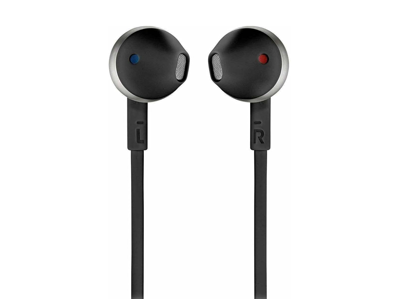 JBL Tune 205BT Wireless Bluetooth Earbuds with Built-in Mic, Tangle-Free Flat Cable - Black | Perfect for Gym, Running, Commuting & Travel