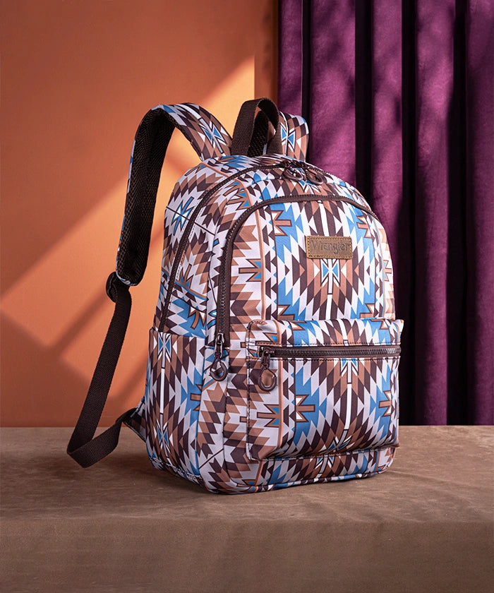 Wrangler Aztec Printed Diaper Bag Backpack - Stylish & Spacious Baby Essentials Organizer for Moms | Perfect for Travel, Daycare & Family Outings