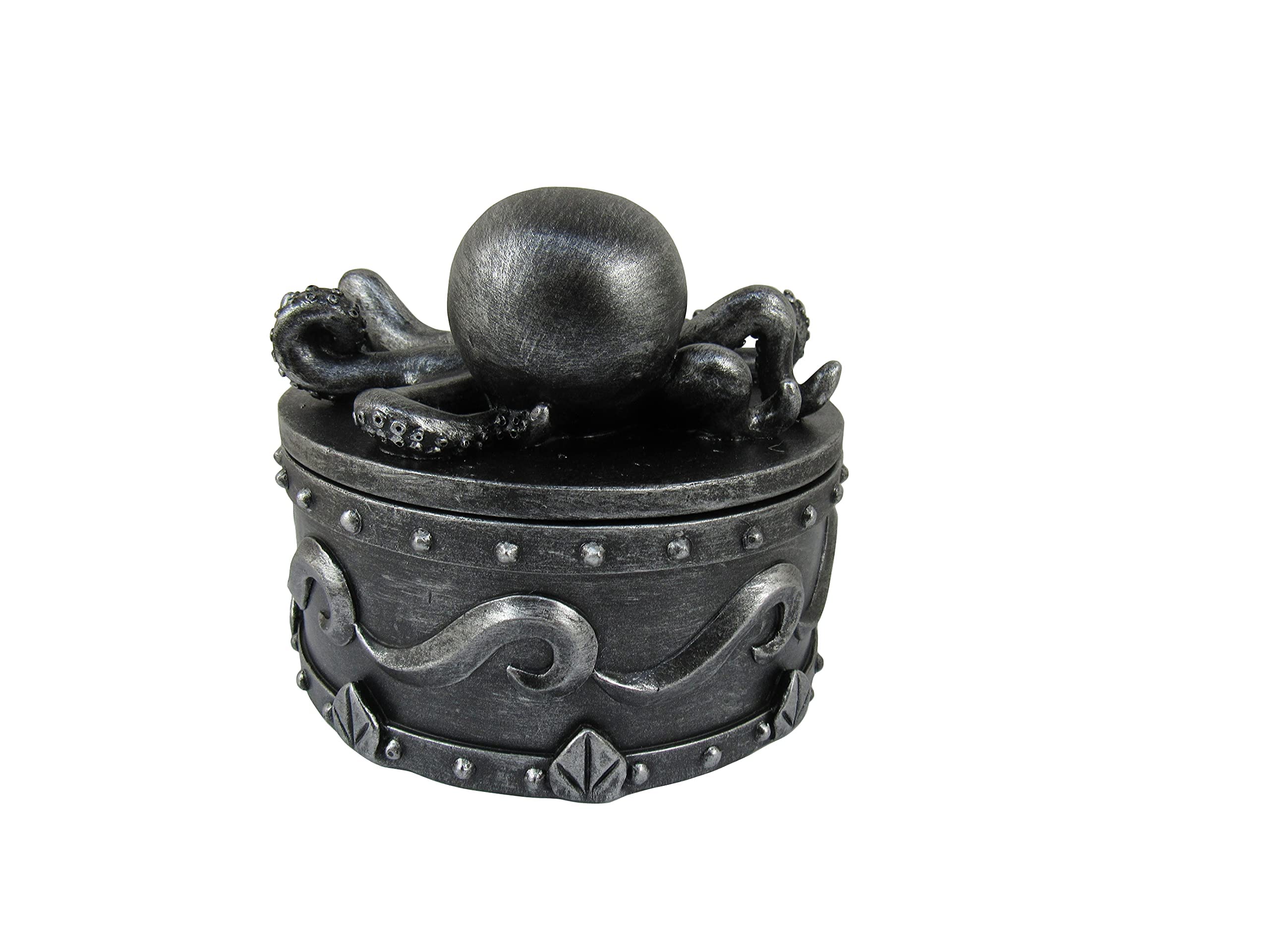 Sea Safe Keeper Pewter Octopus Trinket Box with Lid - 5 Inch Nautical Jewelry Storage Box for Women | Home Decor Ocean Theme Gift | Perfect for Organizing Rings, Earrings & Small Keepsakes
