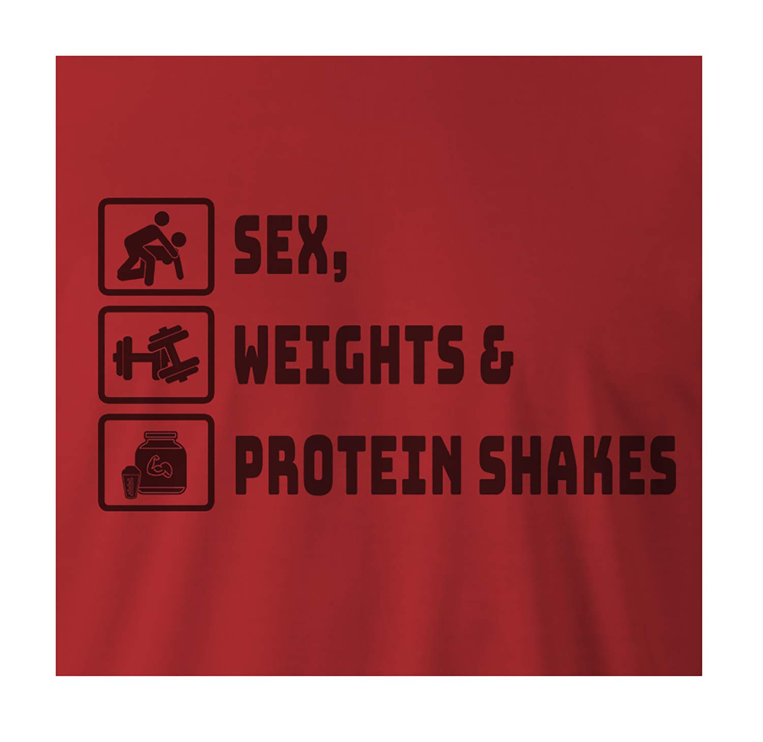 9 Crowns Tees Sex Weights and Protein Shakes Funny Gym T-Shirt for Men - Perfect Workout Shirt for Gym Lovers & Fitness Enthusiasts