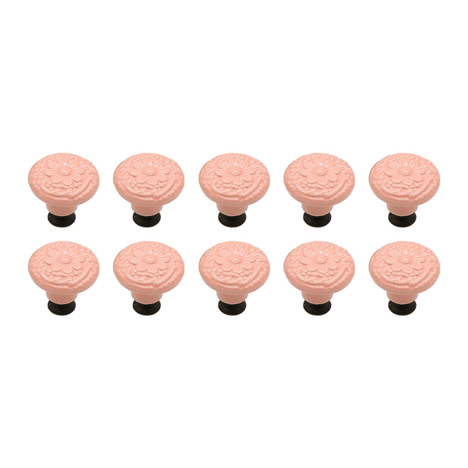 FSGLOVE Durable Pink Cabinet Handles 10-Pack - Antique Vintage Drawer Pulls with Screws for Home Doors, Cupboards & Bathroom Cabinets | Easy Installation & Classic Relief Design