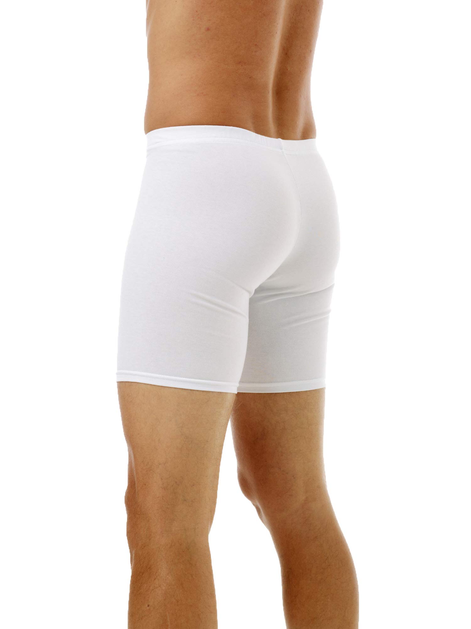 Underworks Men's Cotton Spandex Ultra Light Compression Long Boxer Briefs 3-Pack - 4X Large White - Moisture Wicking & Breathable Underwear for Workout, Sports & Everyday Comfort
