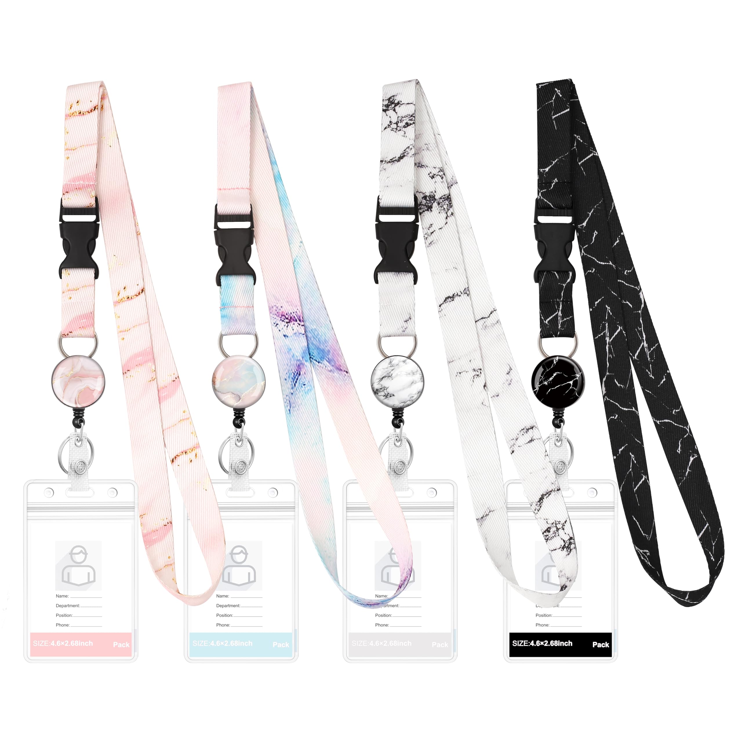 4 Pack Cruise Lanyards with Retractable Badge Reel - Waterproof ID Holder for Travel & Events