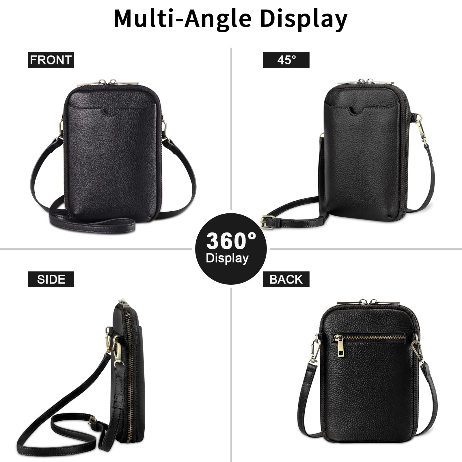 Premium KITATU Women's RFID Blocking Crossbody Phone Purse - Genuine Leather Small Wallet Bag for iPhone, Credit Cards & Essentials - Perfect for Travel, Shopping & Daily Use