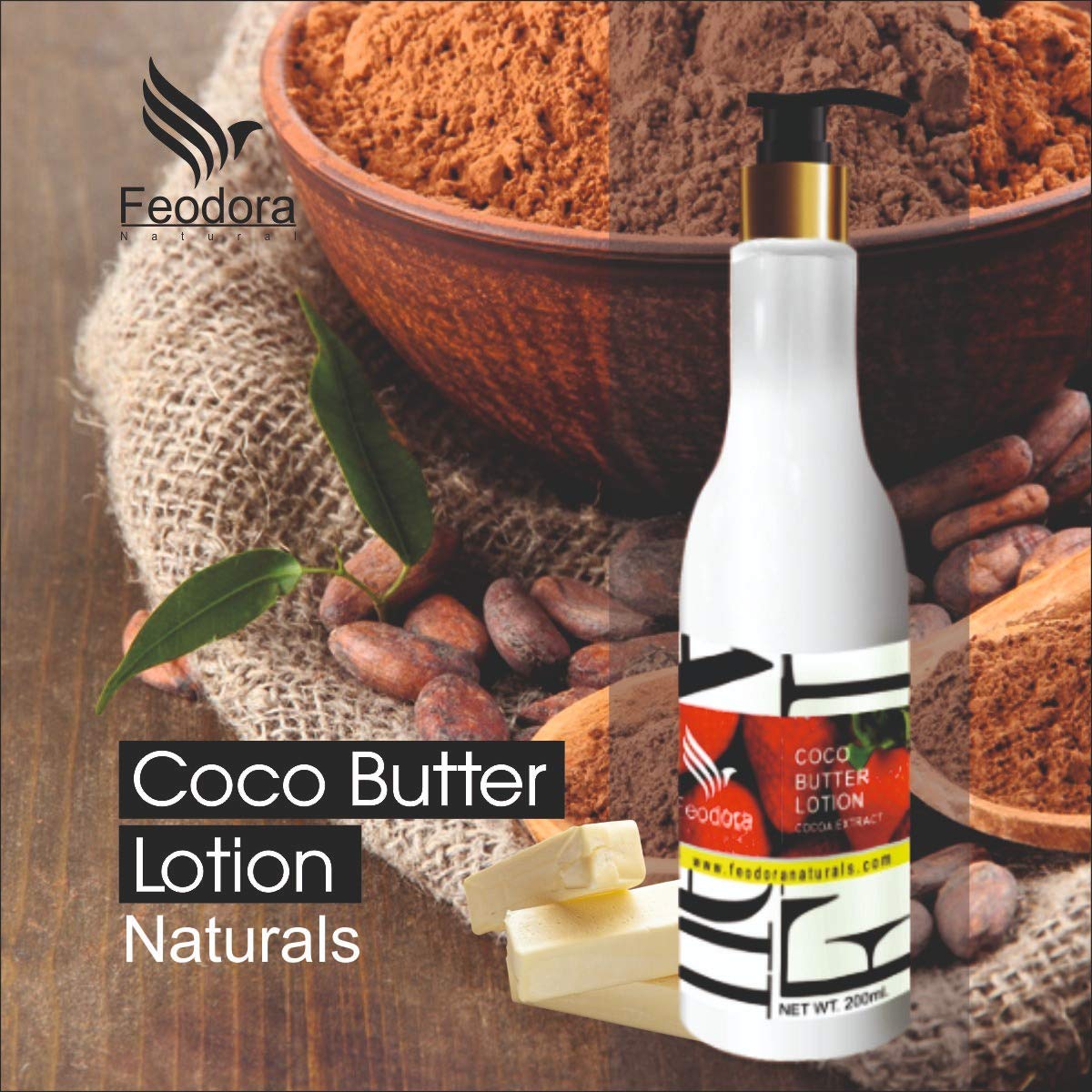 Feodora Coco Butter Lotion for Dry Skin - Ultra Hydrating Body Moisturizer with Natural Cocoa Butter - Perfect for Daily Use, After Shower & Winter Care